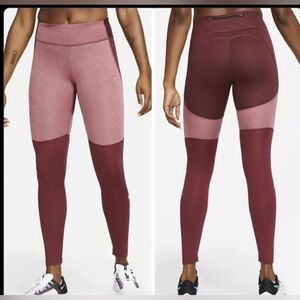 Nike One Running Tights Mid-Rise Full Length Training Leggings  Berry XS.  NWT